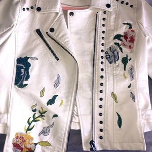 Faux Leather Floral Jacket